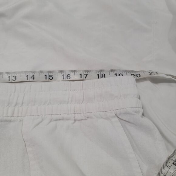 Old Navy Womens Linen Blend Pants Capris White Coastal Grandma New England - Picture 5 of 8